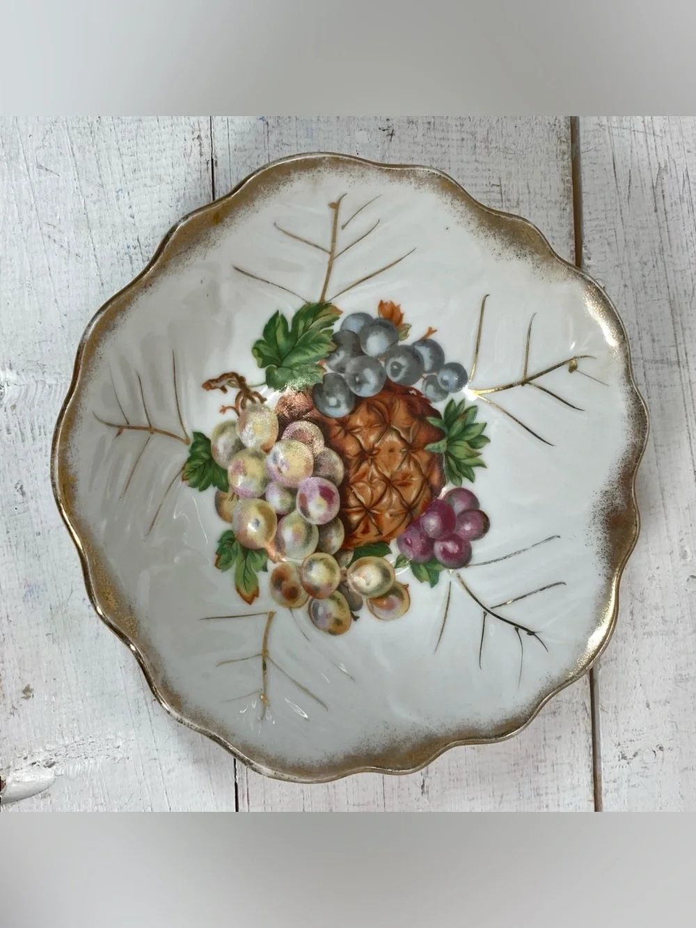 Vintage Porcelain Gold Edge Fruit Design Bowls